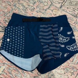 Women's Navy Patterned Athletic Shorts